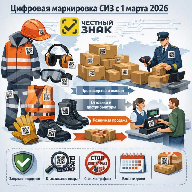 Введена обязательная цифровая маркировка средств индивидуальной защиты (СИЗ)